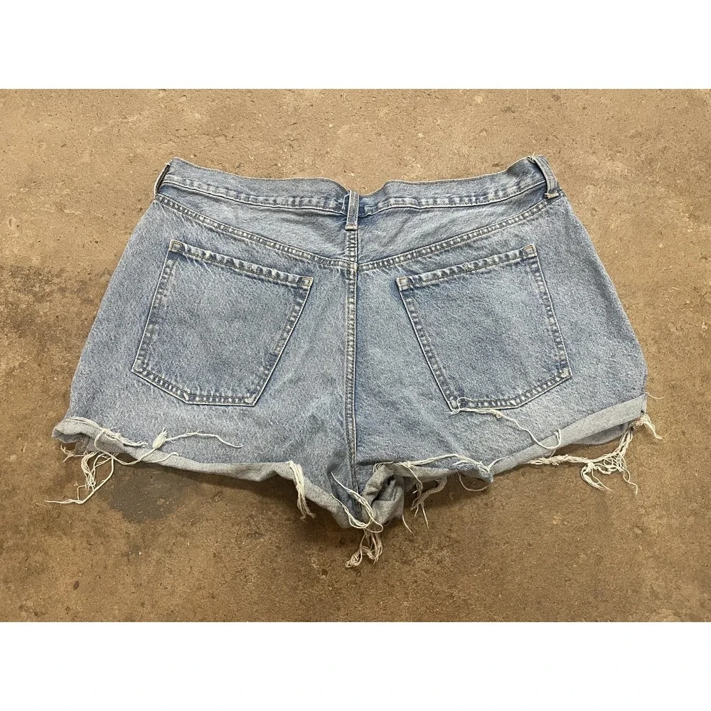 Old Navy Cutoff Shorts Womens‎ 18 Blue Sky-Hi A-Line High Rise Distressed Denim